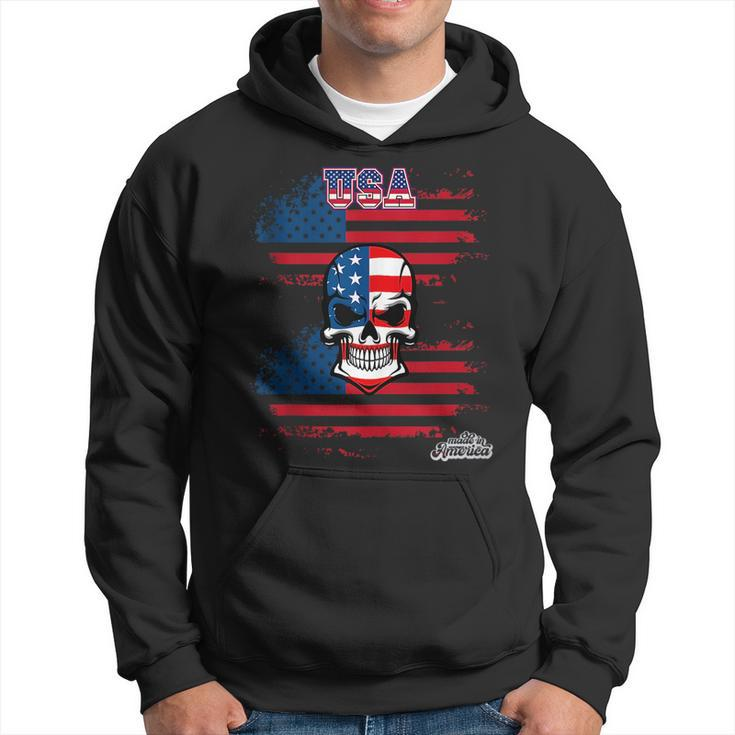 Usa American Flag Skull 4Th Of July Made In America Hoodie