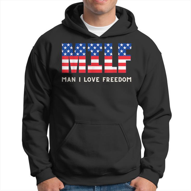 Usa Milf Damn I Love Freedom Funny Patriotic 4Th Of July Patriotic Funny Gifts Hoodie