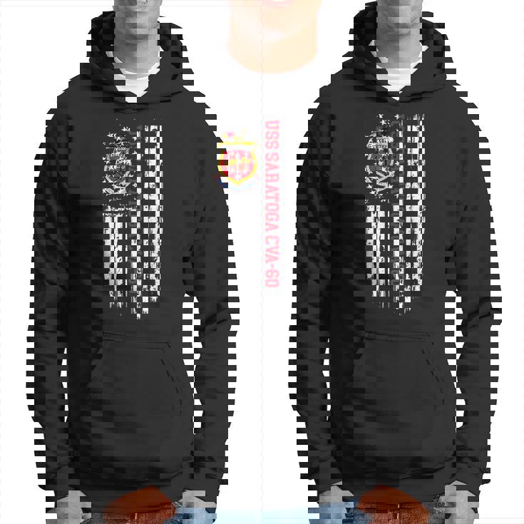 Uss Saratoga Cva60 American Flag  Hoodie