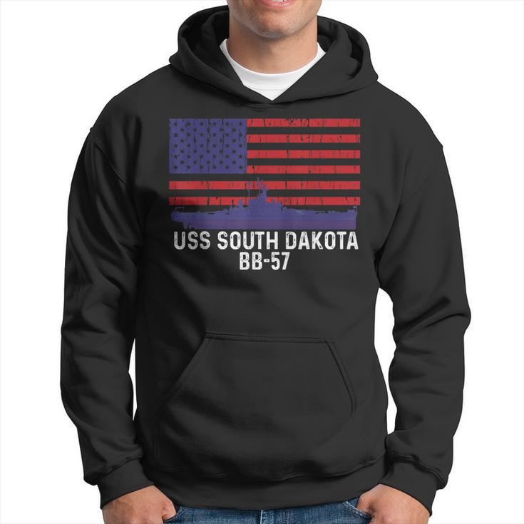 Uss South Dakota Bb57 Battleship Vintage American Flag  Hoodie