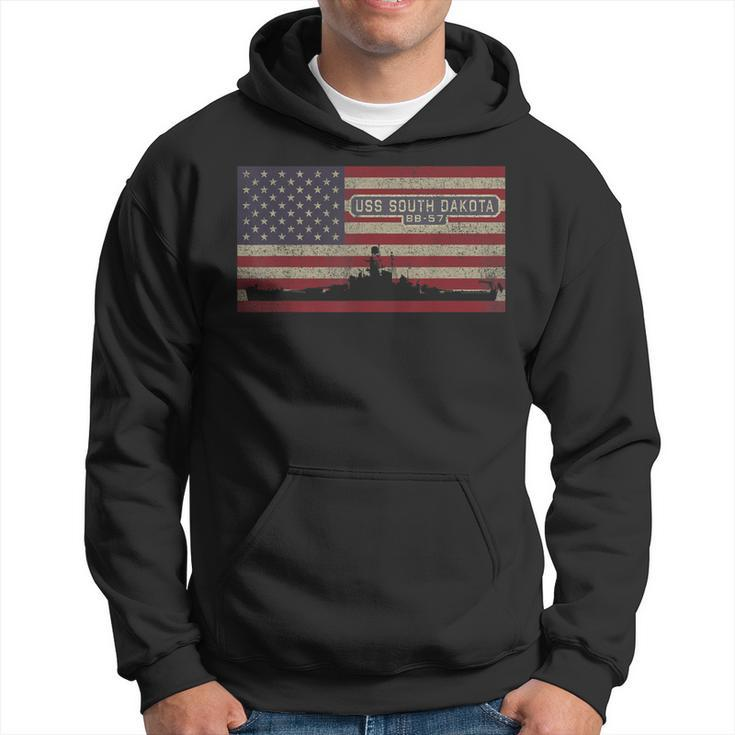 Uss South Dakota Bb57 Ww2 Battleship Gift Usa American Flag  Hoodie