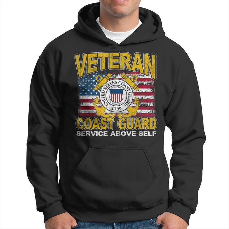 Veteran Coast Guard Service Above Self Distressed T Veteran Funny Gifts Hoodie
