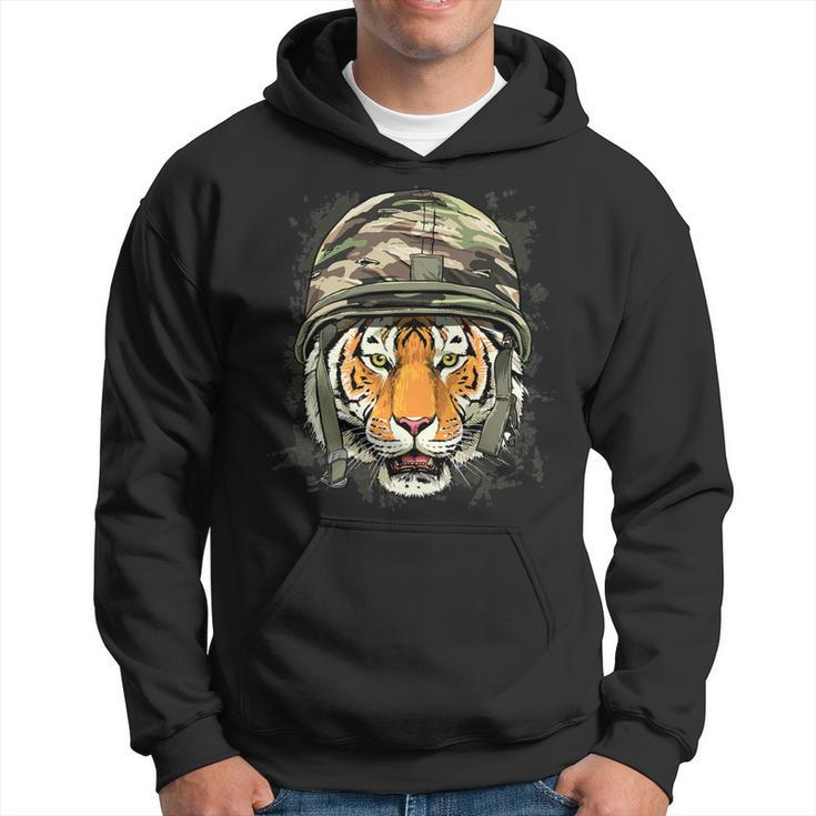 Veteran Vets Tiger Soldier Veteran Army Tiger Safari Animal Lover 372 Veterans Hoodie