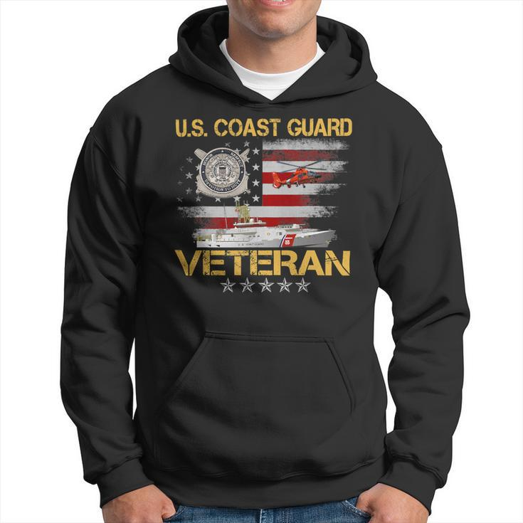 Veteran Vets US Coast Guard Veteran Flag Vintage Veterans Day Mens 150 Veterans Hoodie
