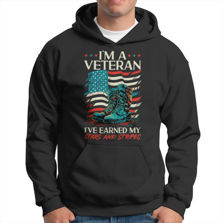 Veteran Vets Us Patriotic Im A Veteran Ive Earned My Stars And Stripes Veterans Hoodie