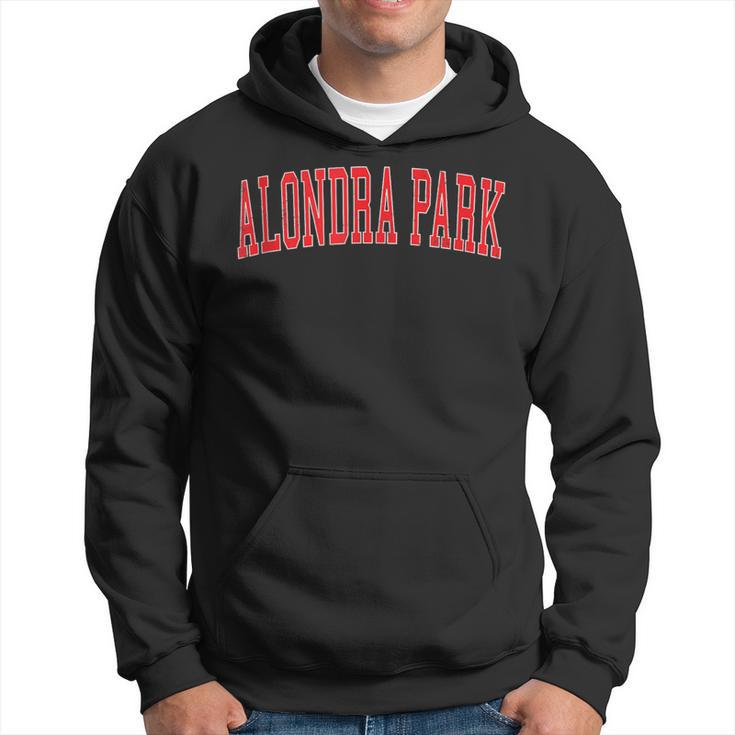 Vintage Alondra Park Ca Distressed Red Varsity Style Hoodie