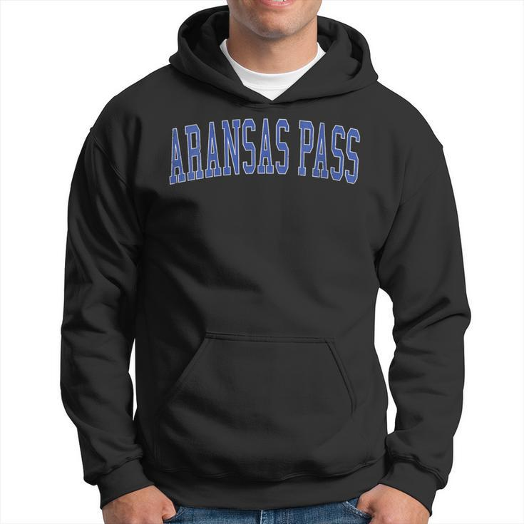 Vintage Aransas Pass Tx Distressed Blue Varsity Style Hoodie