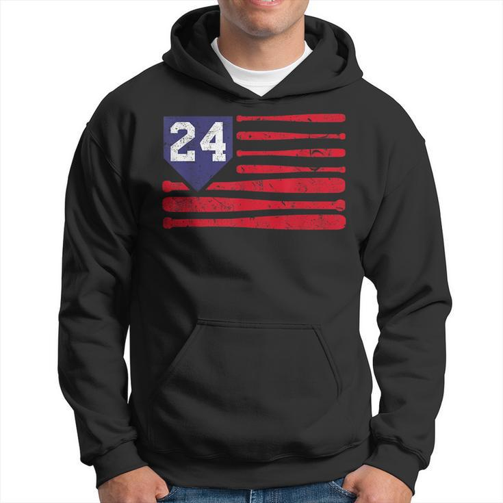 Vintage Baseball Fastpitch Softball 24 Jersey Number  Hoodie