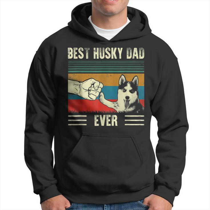 Vintage Best Dog Dad Ever Siberian Husky Fathers Day Hoodie