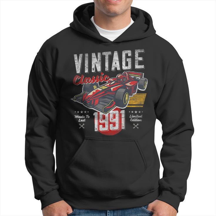 Vintage Born 1991 30Th Birthday Classic Retro Race Car Hoodie