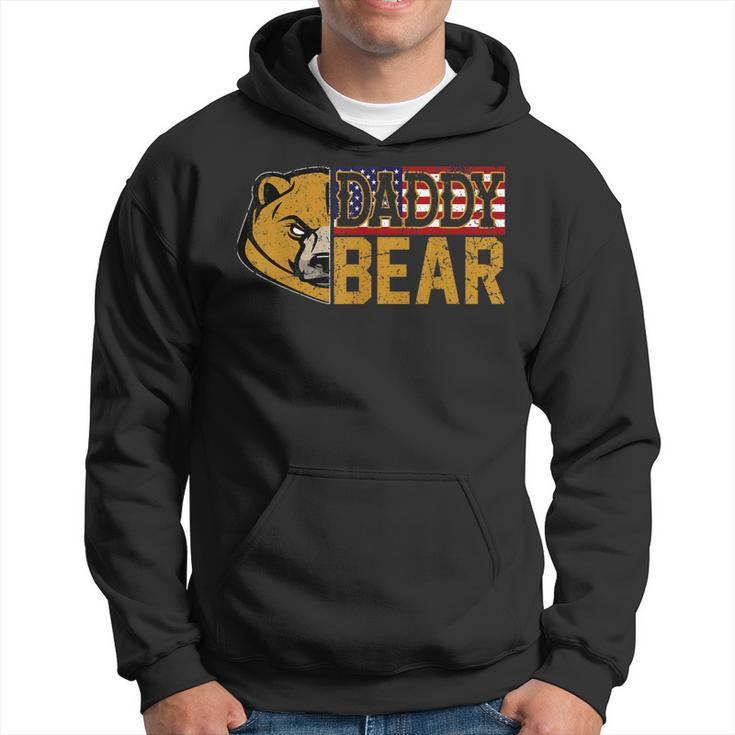 Vintage Daddy Bear With Flag American Gifts For Father Day Hoodie