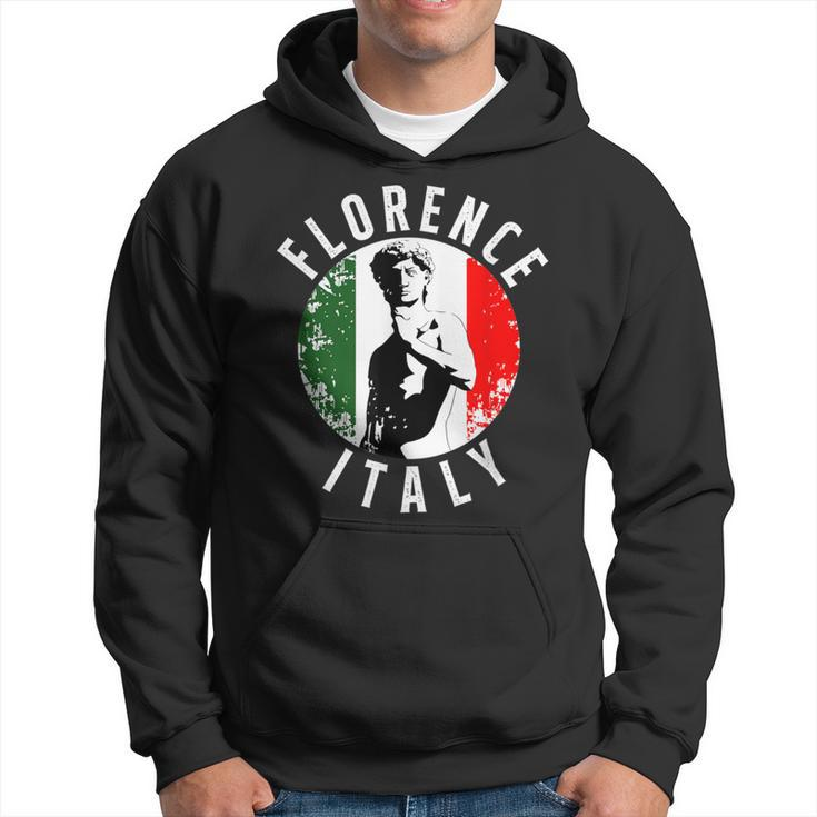 Vintage David Sculpture In Florence Tuscany With Italy Flag Hoodie