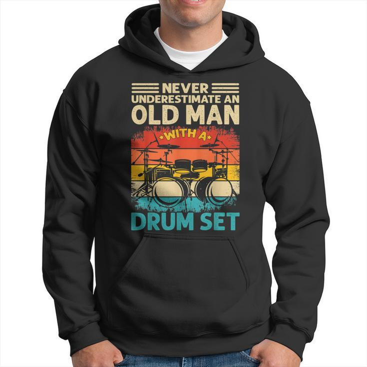 Vintage Drummer  For Men Never Underestimate An Old Man Gift For Mens Hoodie