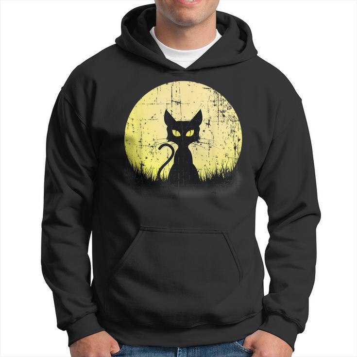 Vintage Halloween Cat T  Full Moon Weathered Distressed Moon Funny Gifts Hoodie