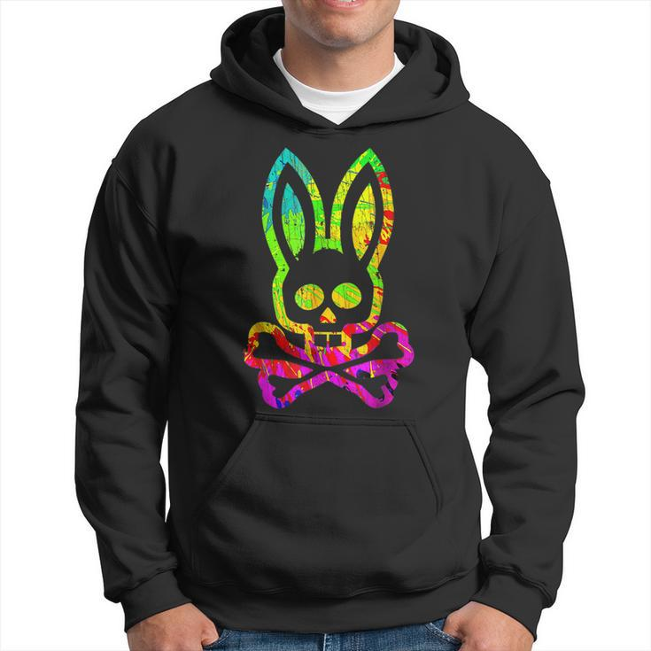Vintage Horror Bunny Rabbit Face Tie Dye Happy Easter Day Rabbit Hoodie
