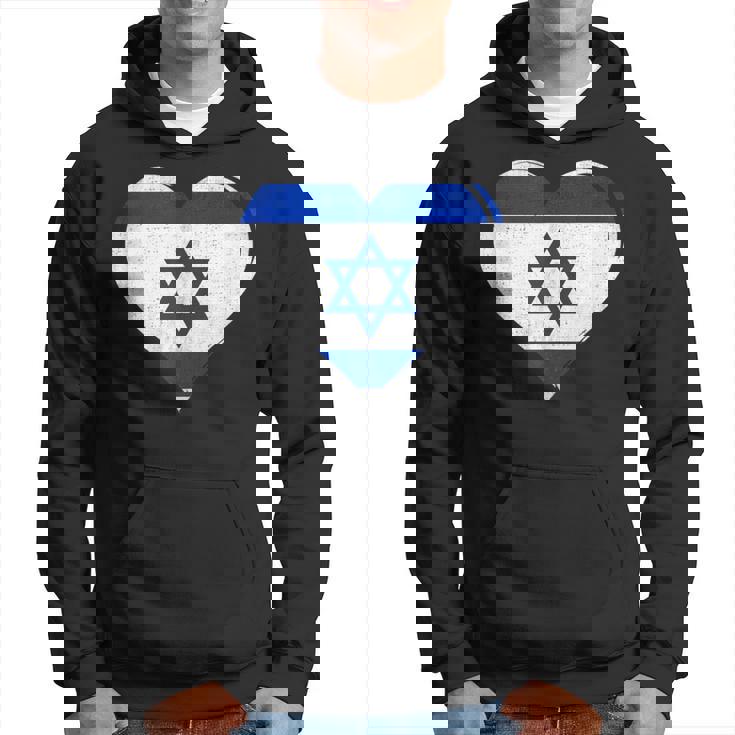 Vintage Israel Flag Heart For Israeli Hoodie