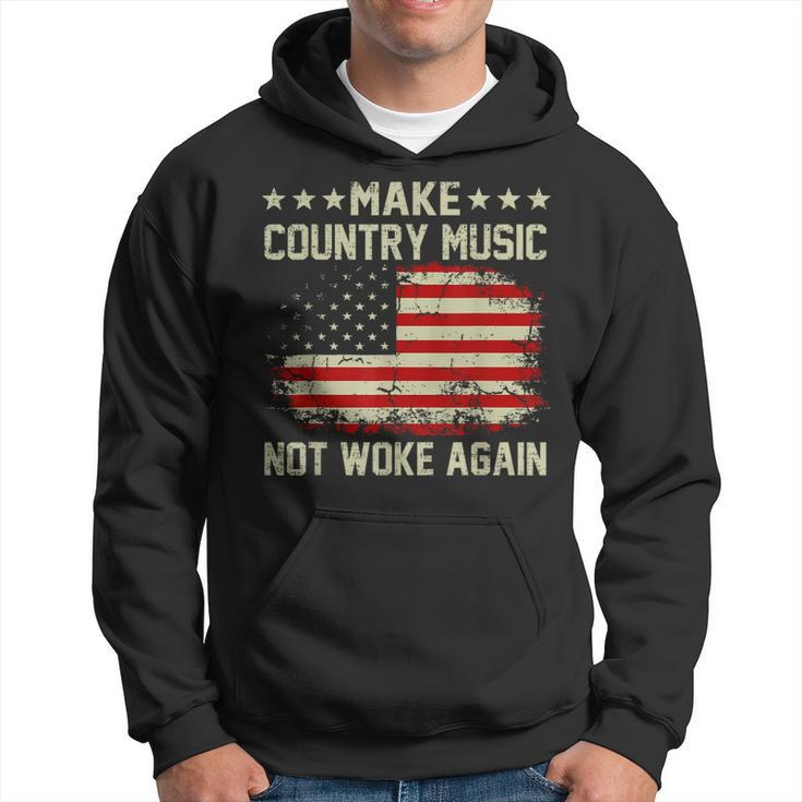 Vintage Make Country Music Not Woke Again American Flag  Hoodie