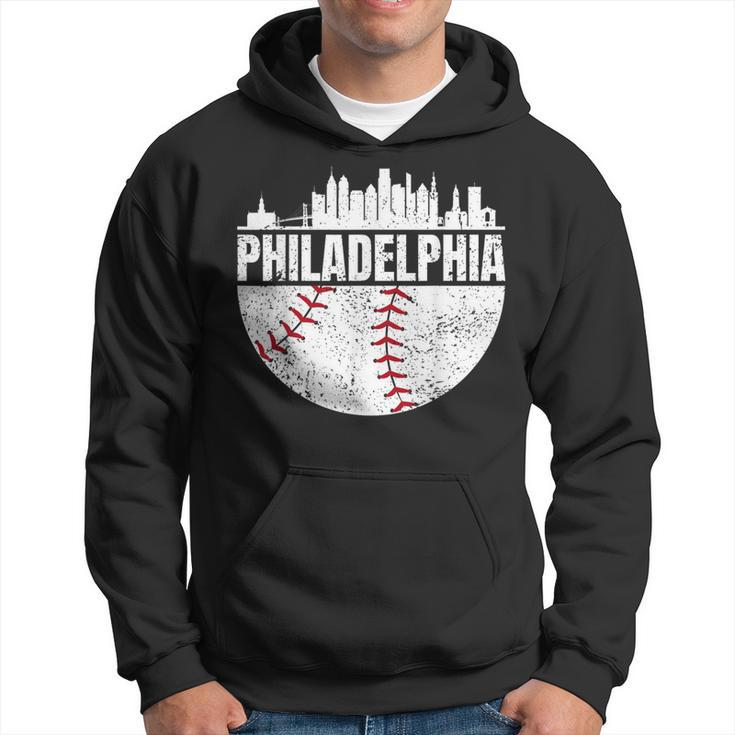 Vintage Philadelphia Skyline Baseball Retro Cityscap Hoodie
