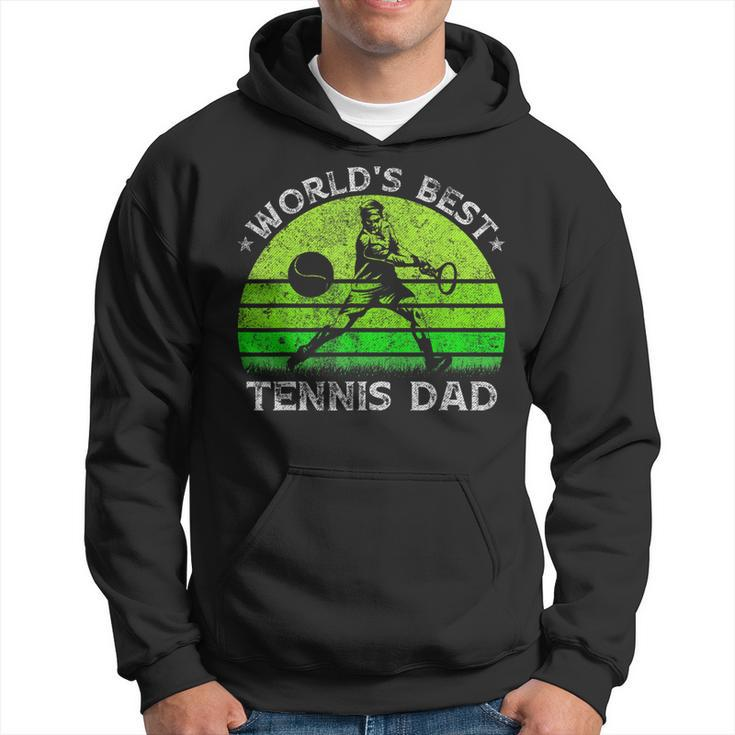 Vintage Retro Worlds Best Tennis Dad Silhouette Sunset Gift  Hoodie
