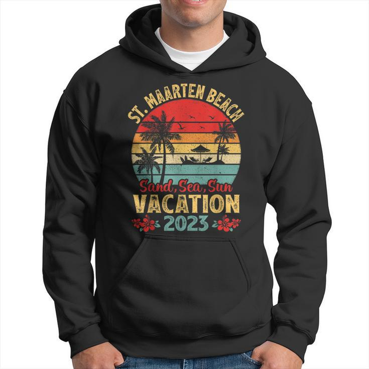 Vintage Sand Sea Sun Vacation 2023 St Maarten Beach  Hoodie