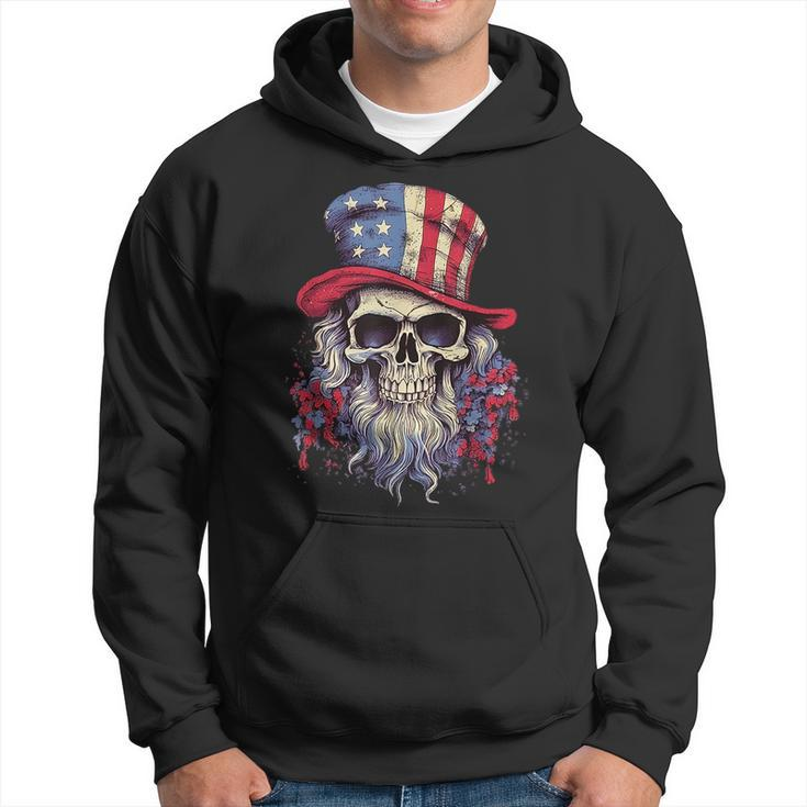 Vintage Skull American Flag Hat 4Th Of July Patriotic Men Patriotic Funny Gifts Hoodie