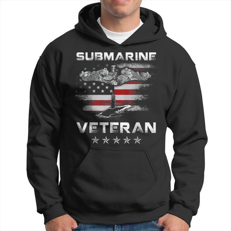 Vintage Submarine Veteran American Flag  Patriotic Hoodie
