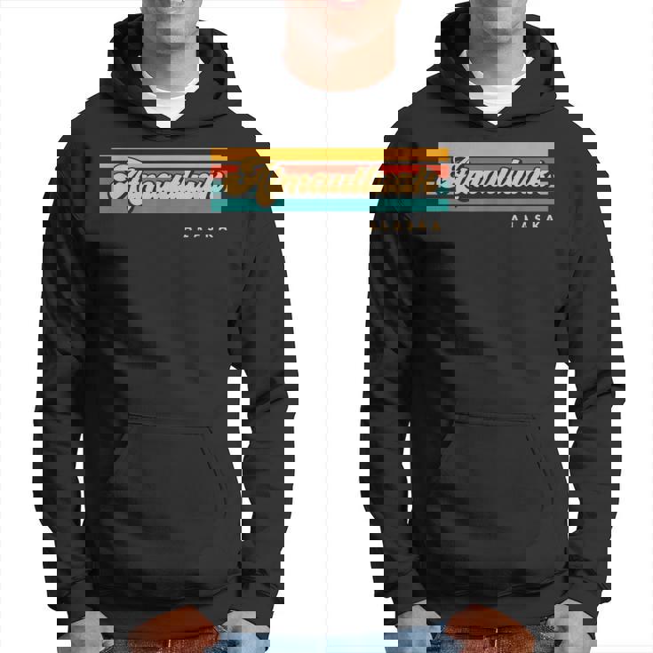 Vintage Sunset Stripes Atmautluak Alaska Hoodie