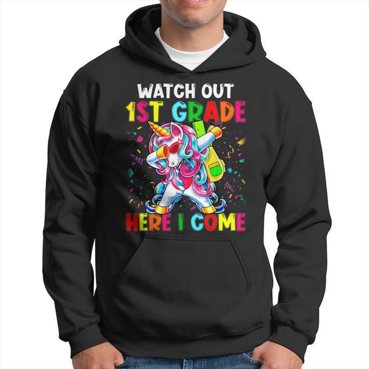 Watch Out 1St Grade Here I Come Unicorn Back To School Girls Hoodie