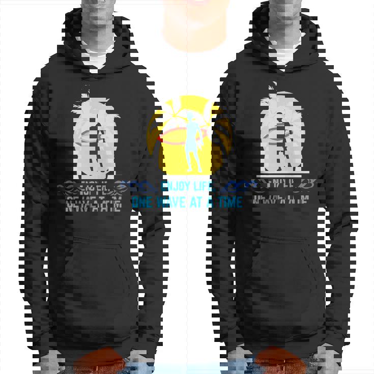 Wave Riding Windsurfer With Surfboard Hoodie