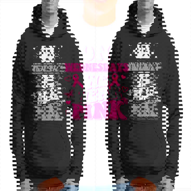 On Wednesday We Wear Pink Ribbon Breast Cancer Awareness Hoodie