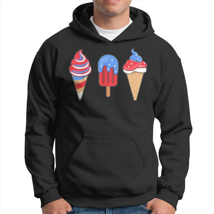 White Red Blue Ice Cream American Flag 4Th Of July  Hoodie