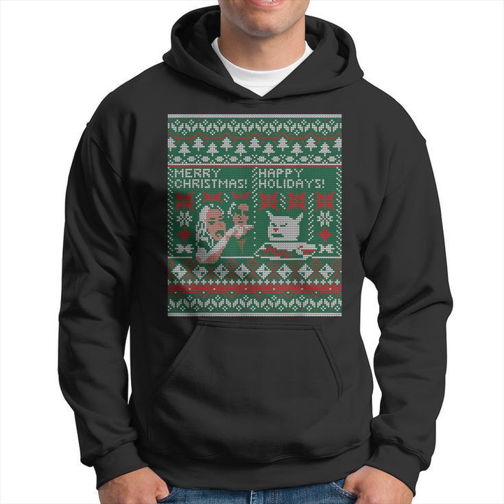 Karen Yelling at Grumpy Cat Meme Ugly Christmas Sweater Anime Ape 2023 For  Men And Women - Binteez