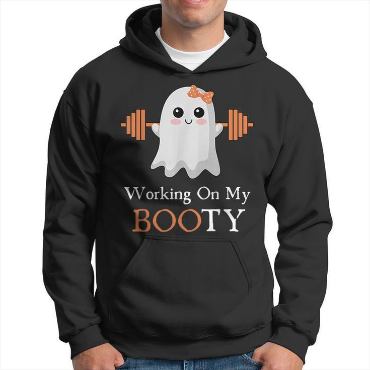 Working On My Booty Boo-Ty Halloween Gym Ghost Pun Hoodie