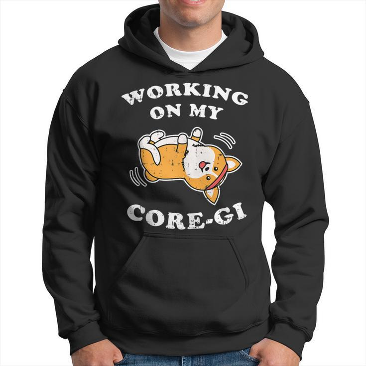 Working Core-Gi Workout Cute Black Corgi Dog Fitness Hoodie