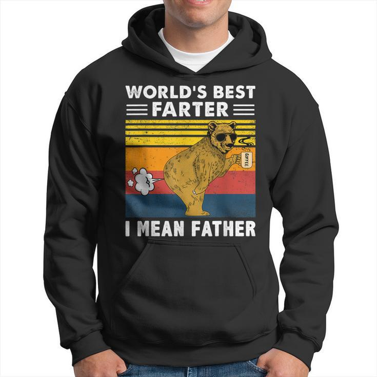 Worlds Best Farter I Mean Father Funny Bear Vintage Retro Hoodie