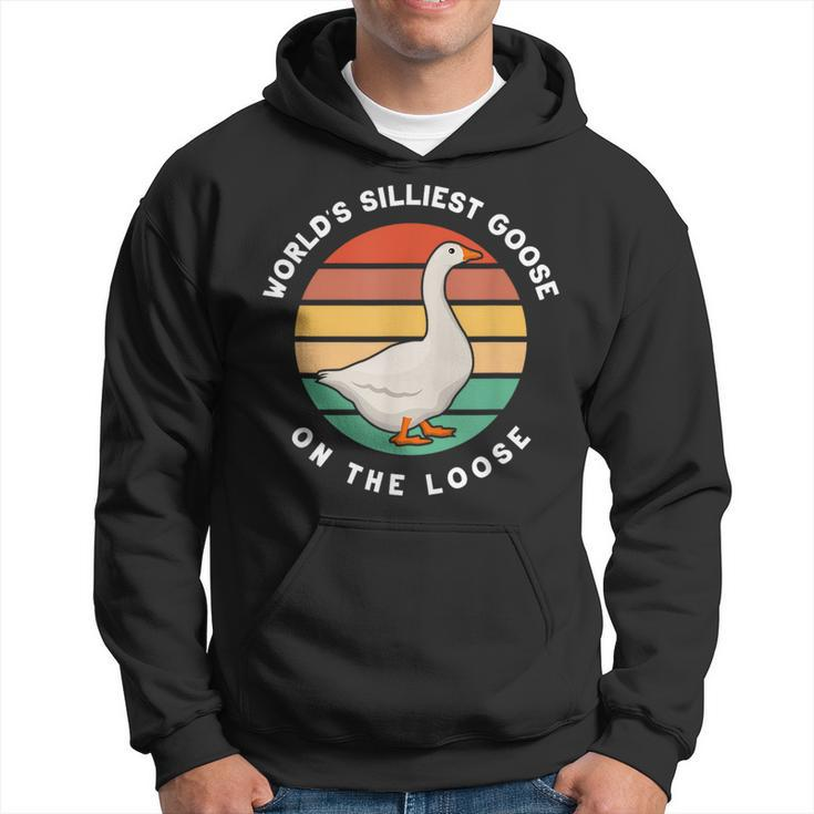 Worlds Silliest Goose On The Loose Funny Goose Farmer  Hoodie