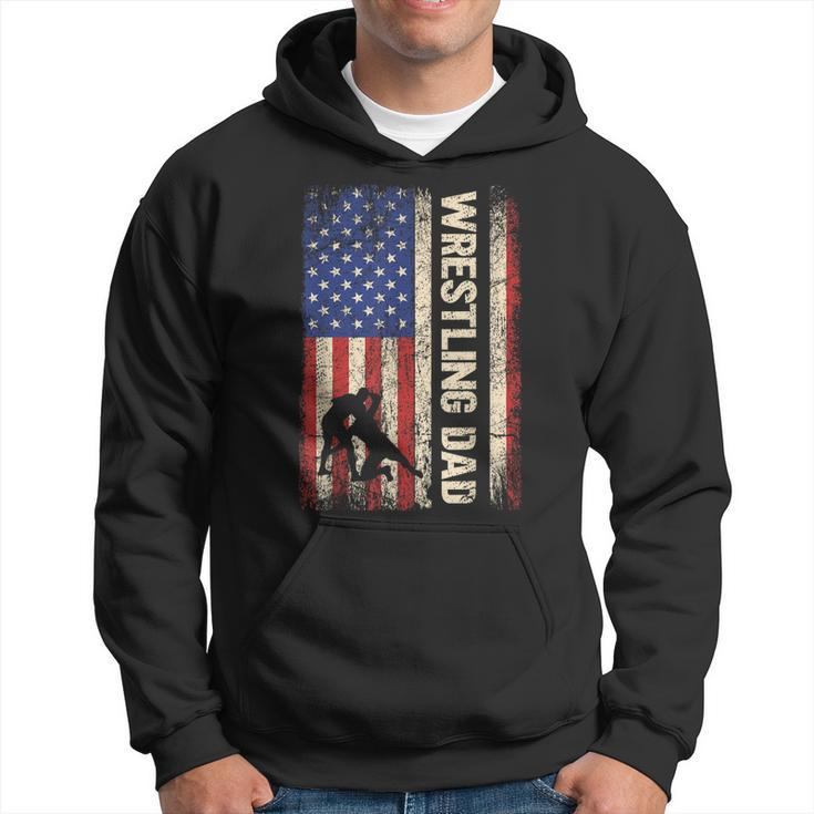 Wrestling Dad Usa American Flag Wrestle Men Fathers Day   Hoodie