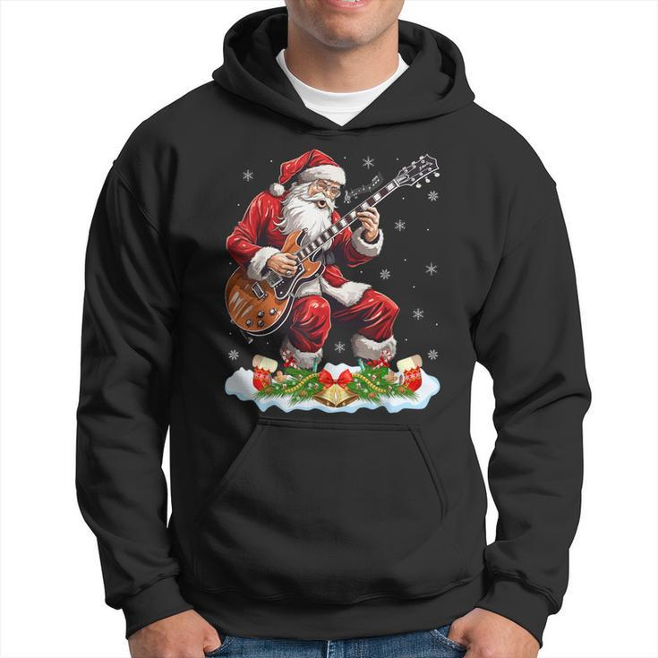 Xmas Guitarist Santa Playing Guitar Christmas Hoodie