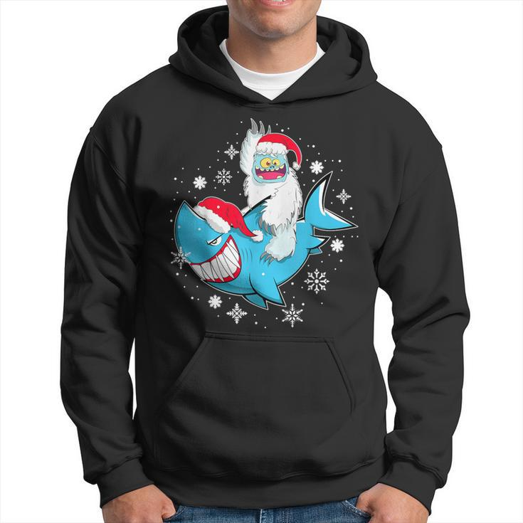 Yeti To Party Shark Santa Hat Christmas Pajama Xmas Hoodie