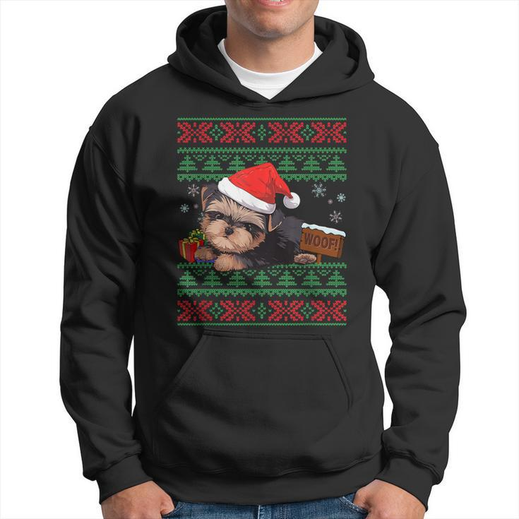 Yorkshire Terrier Dog Lover Santa Hat Ugly Christmas Sweater Hoodie