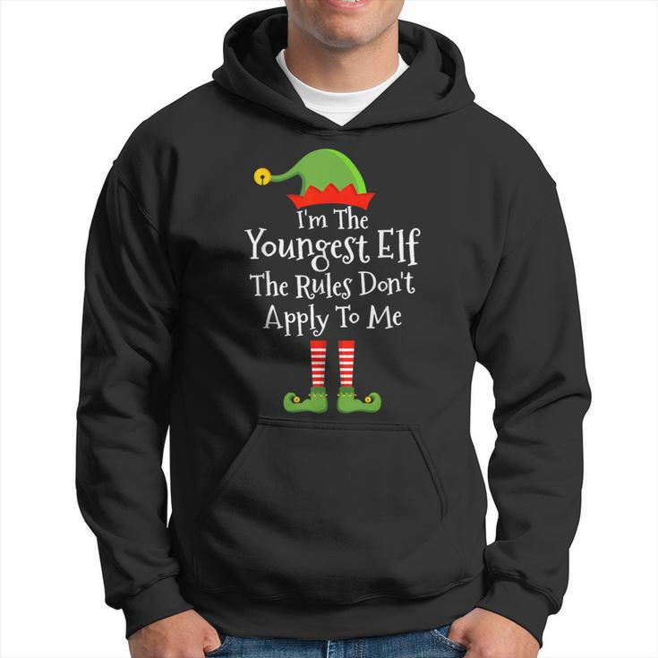 Youngest Elf Rules Don't Apply Christmas Matching Family Hoodie