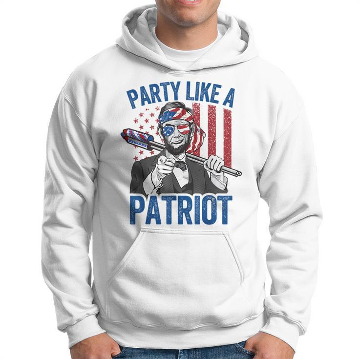 Abraham Lincoln 4Th Of July  Men American Usa Flag  Hoodie