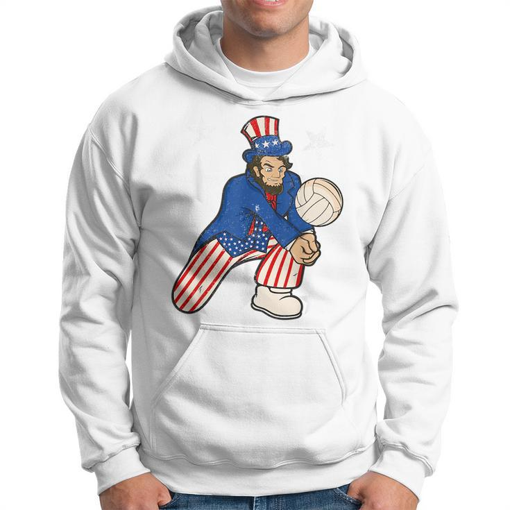 Abraham Lincoln Playing Volleyball Funny 4Th Of July  Hoodie
