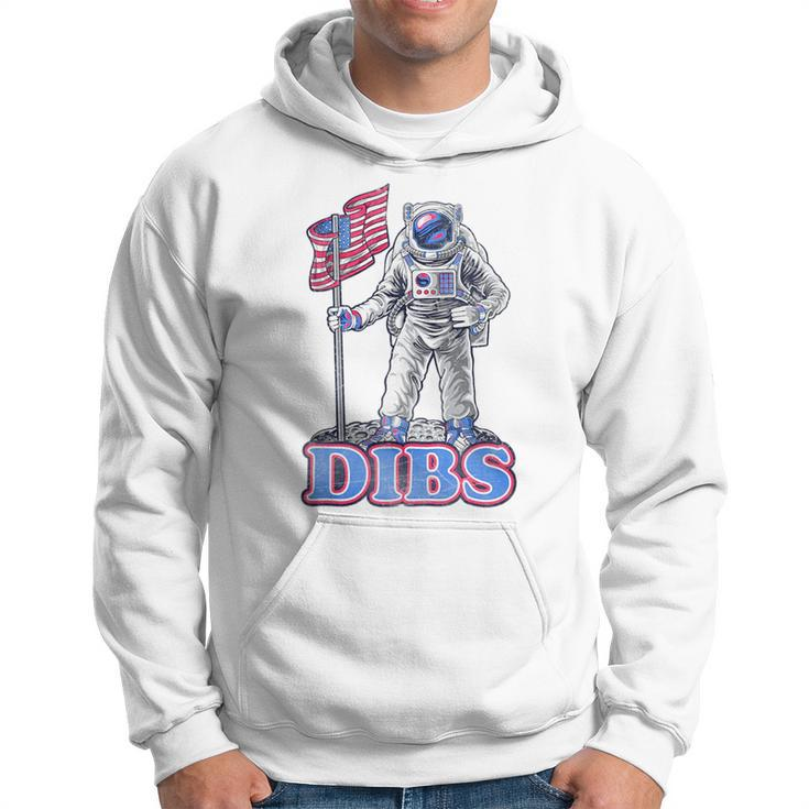 American Flag Astronaut Moon Dibs Red White Blue 4Th Of July  Moon Funny Gifts Hoodie