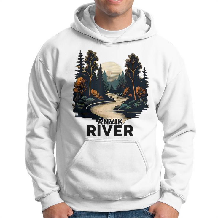 Anvik River Retro Minimalist River Anvik Hoodie