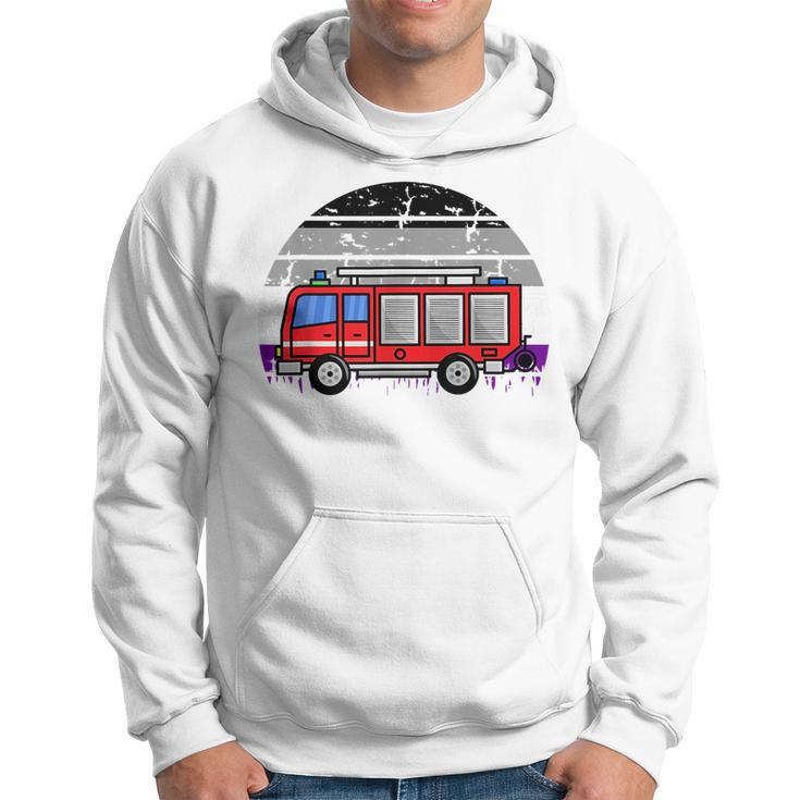 Asexual Firetruck Lgbt-Q Retro Ace Pride Firefighter Fireman Hoodie