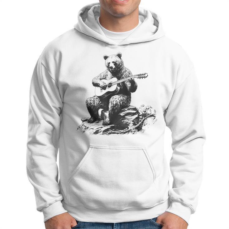 Bear Playing Acoustic Guitar Vintage Guitarist Music Lovers Guitar Funny Gifts Hoodie