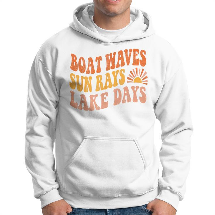 Boat Waves Sun Rays Lake Days Cute Retro 70S Summer Vacation  Hoodie