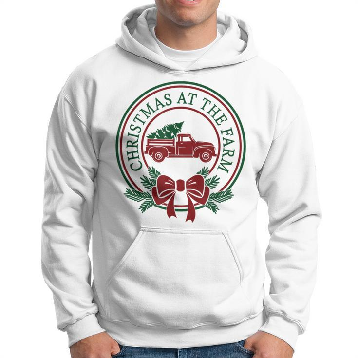 Christmas At The Farm Red Truck Xmas Tree Country Farmhouse Hoodie