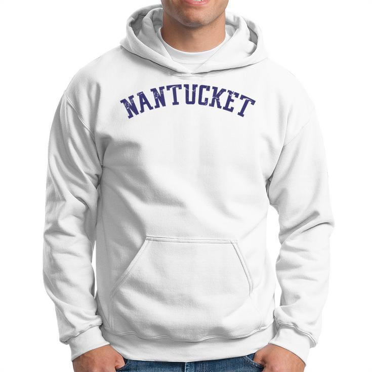 Classic Nantucket With Distressed Lettering Across Chest Hoodie